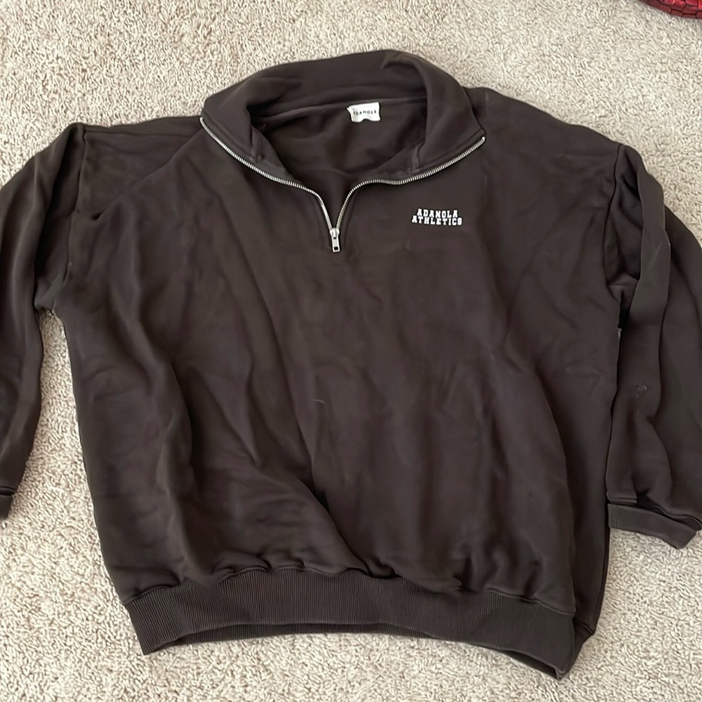 Adanola Brown Half Zip Swestshirt